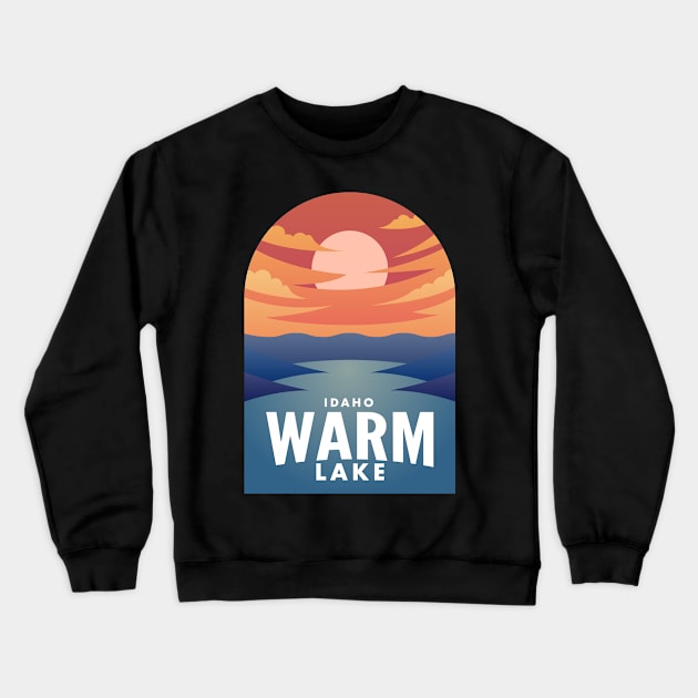 Warm Lake Lake ID Retro Sunset Crewneck Sweatshirt by HalpinDesign